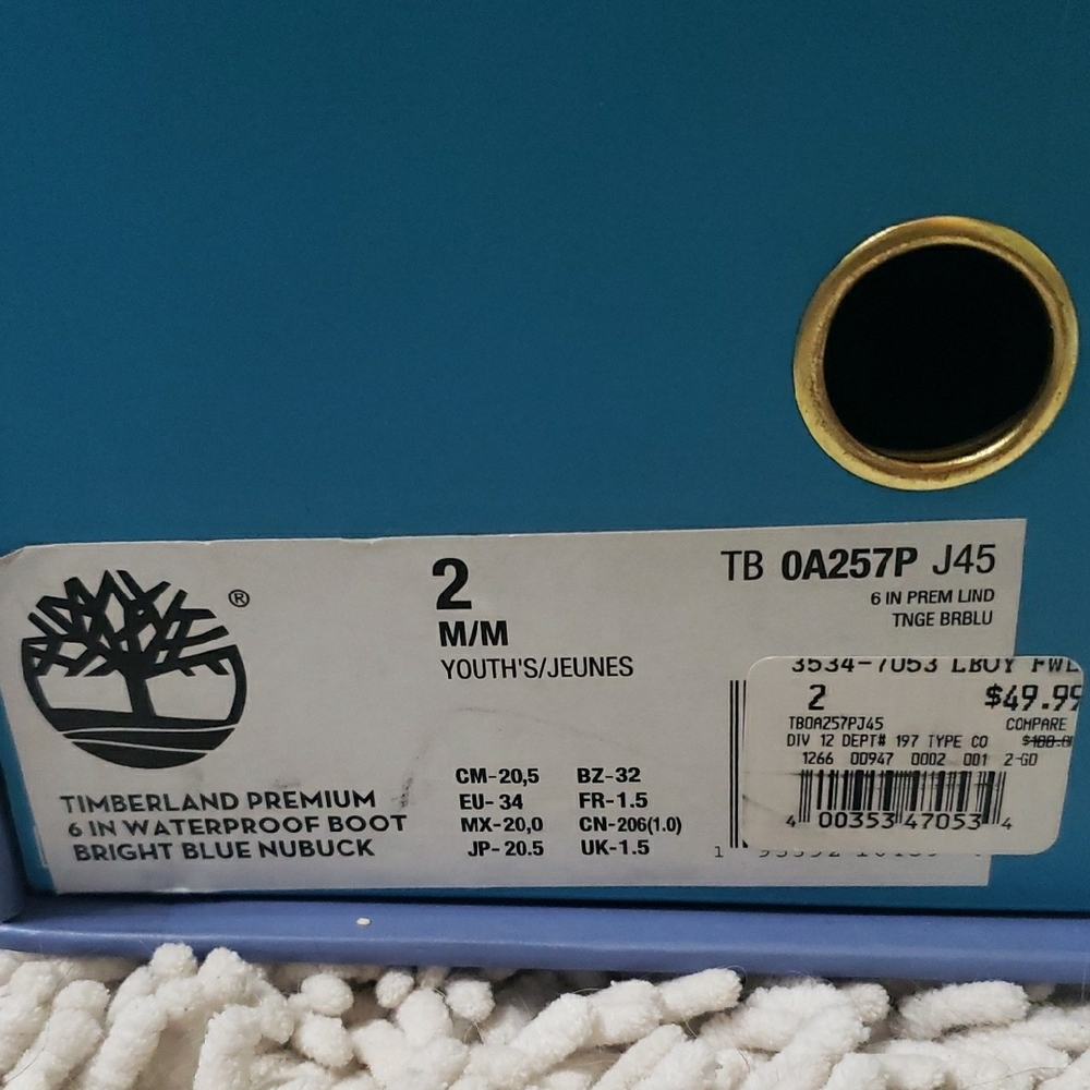 Timberland Kids Blue SpongeBob SquarePants Boots Sz 2 Unisex - Picture 2 of 16